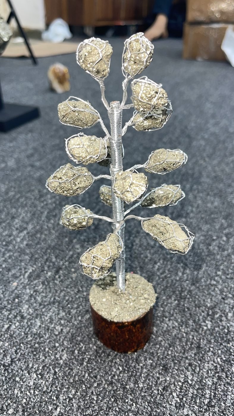 Raw pyrite gem tree